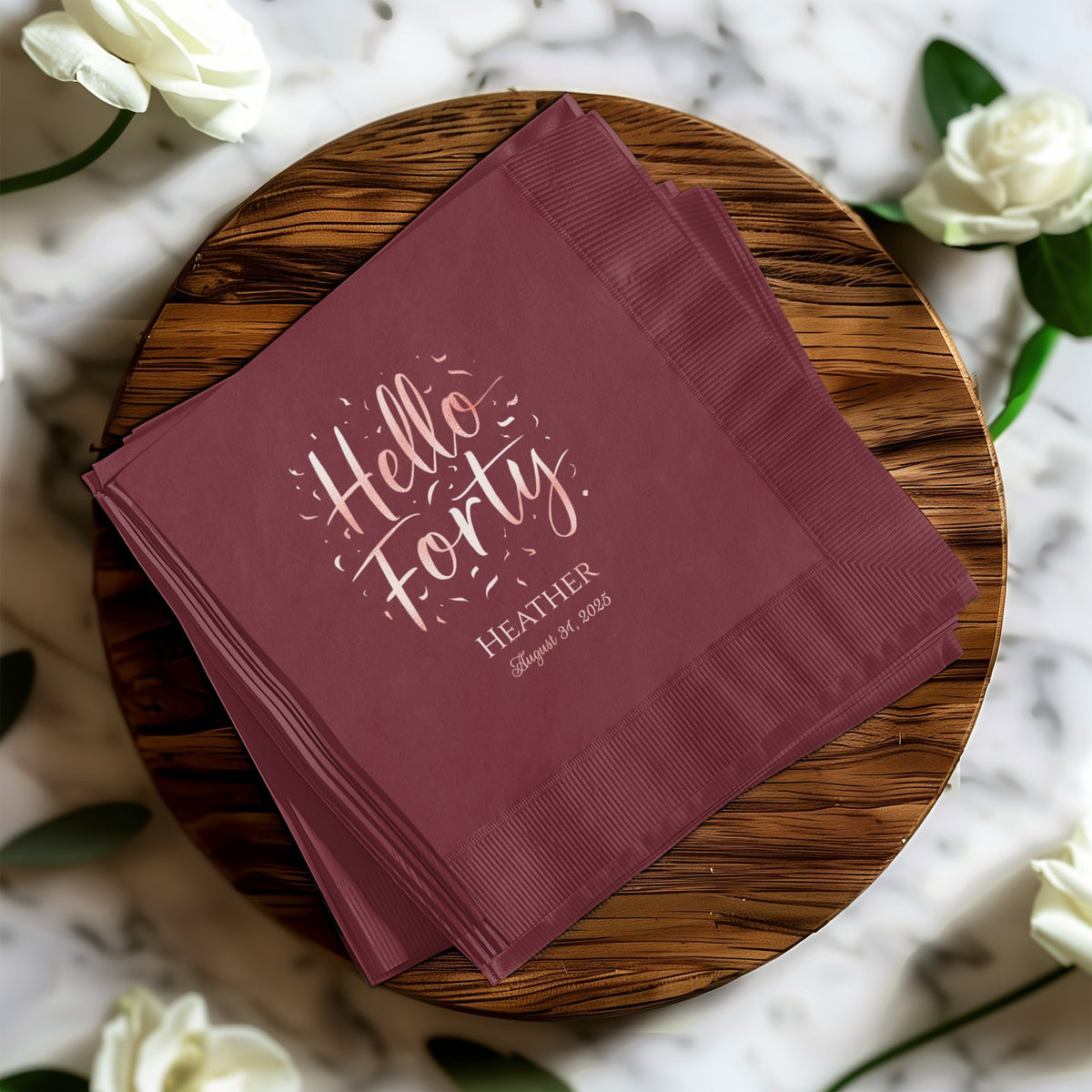 Hello Forty Heather Personalized Party Napkins product type