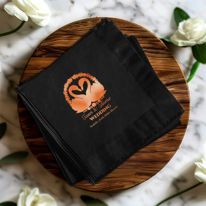 Customized Elegant Swan Design Wedding Napkins product