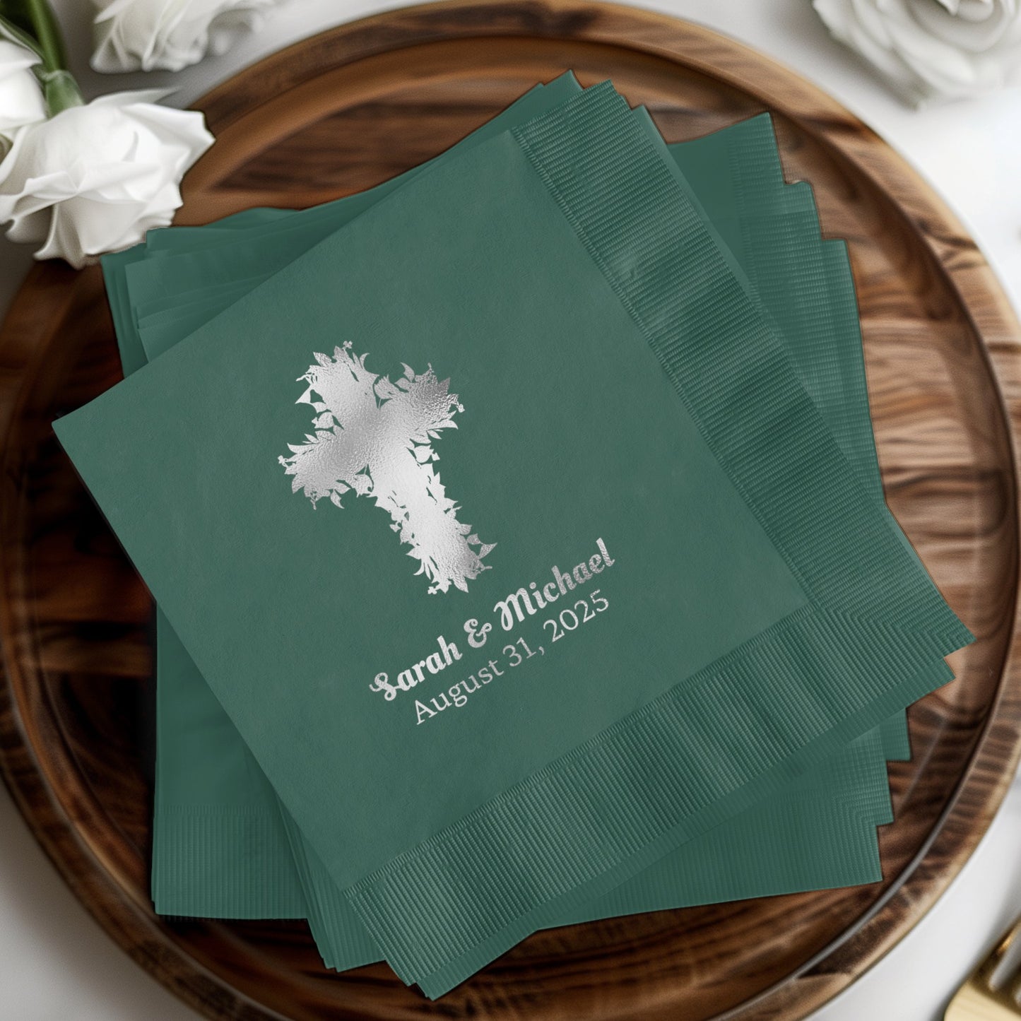 Personalized Wedding Date Cross Design Napkin product type