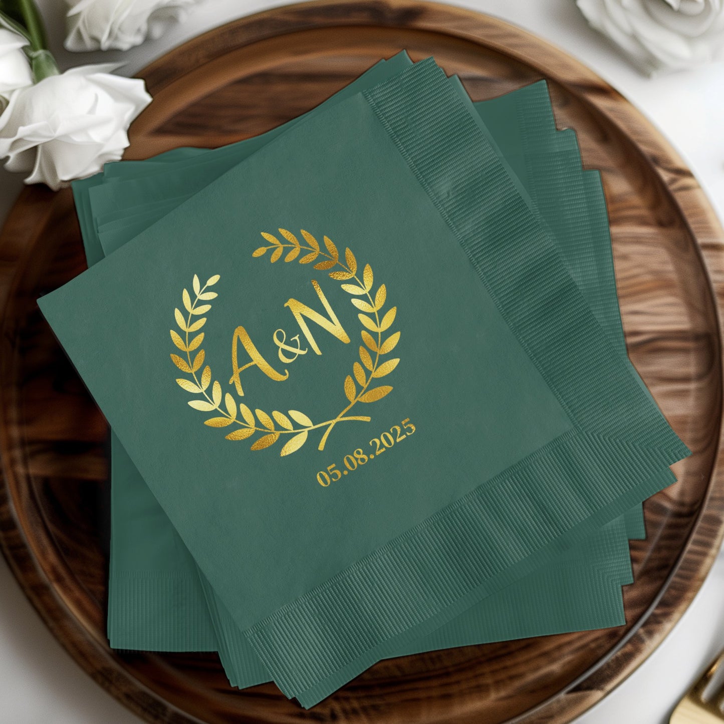 Wedding Personalized Green Napkins Product Type
