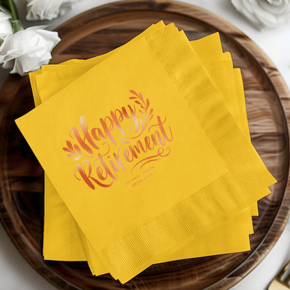 Happy Retirement Printed Yellow Party Napkin product type