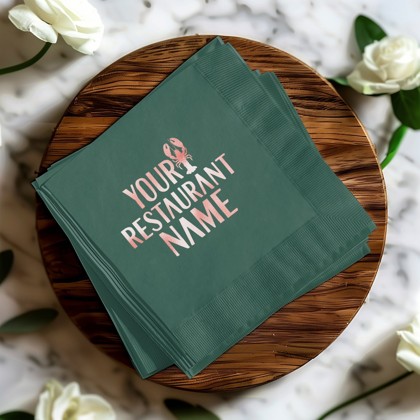 Custom Green Restaurant Name Print Napkin product