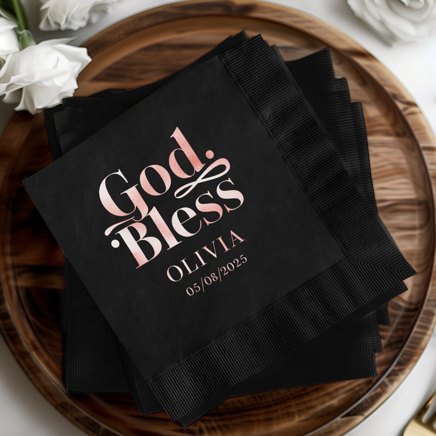 God Bless Olivia Date Personalized Napkins product type