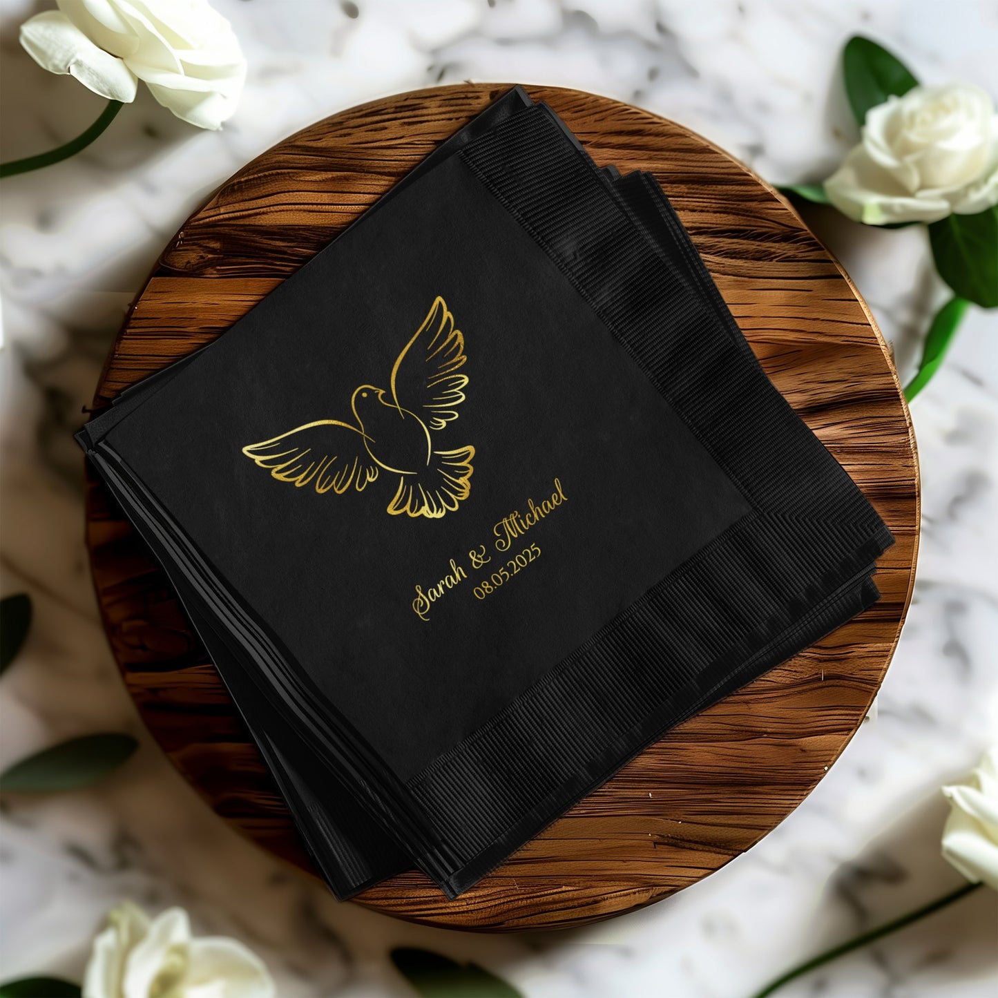Elegant Custom Black Napkins Wedding Product
