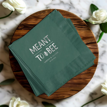 Meant to Bee Green Wedding Personalized Napkin product type