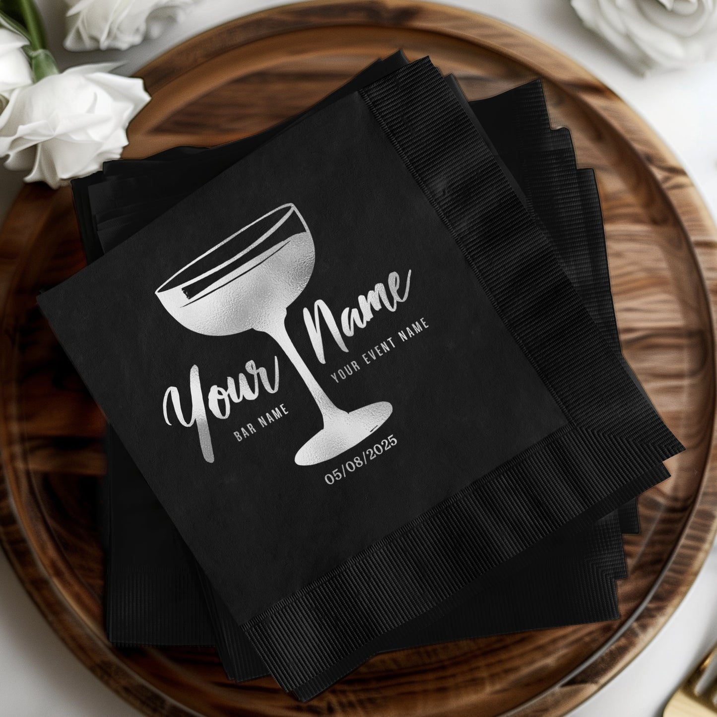 Customized Black Napkins with Event Date product