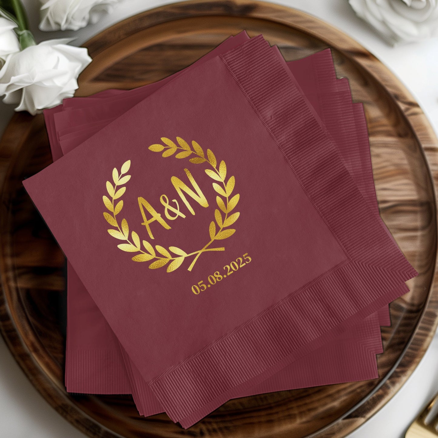 Personalized A&N 05.08.2025 burgundy napkin product