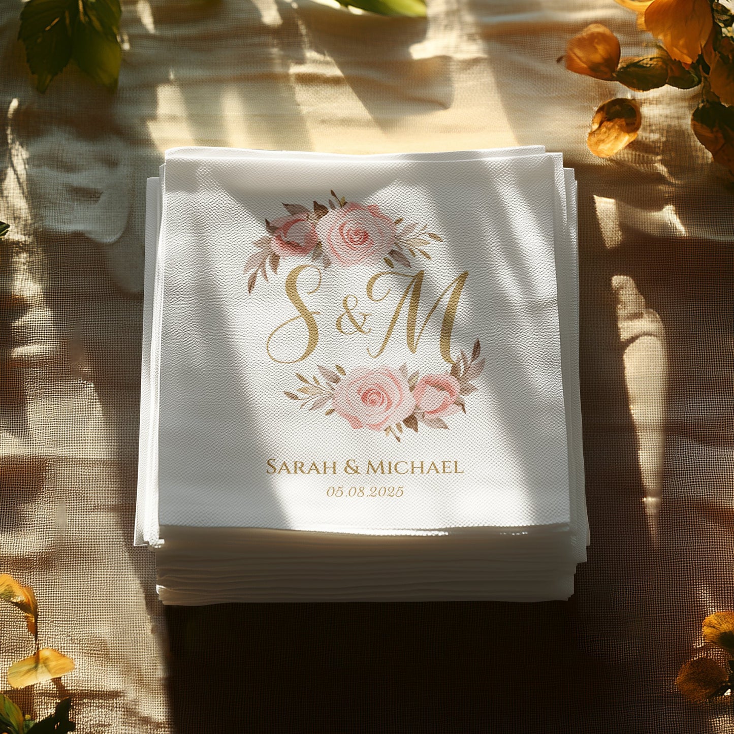 Personalized Wedding Monogram Napkins Elegant product type