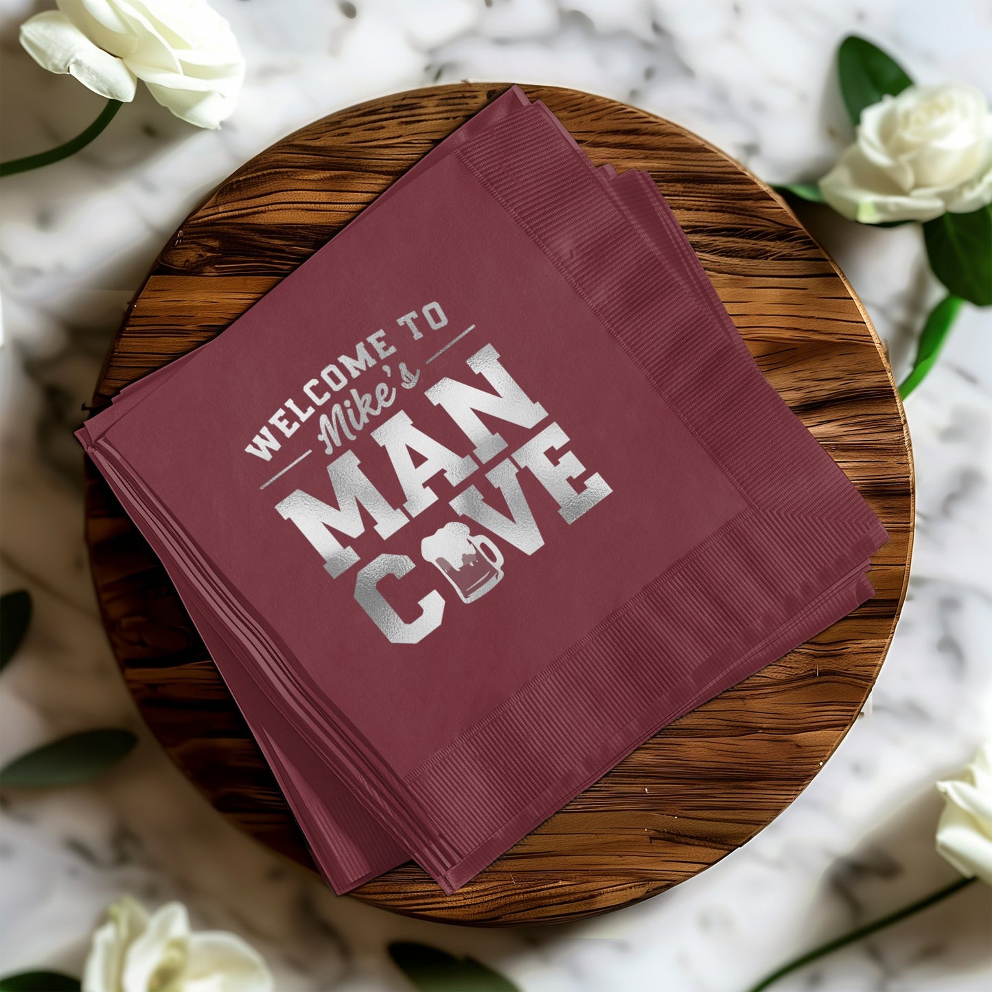 Welcome to Man Cave Custom Printed Napkins product type