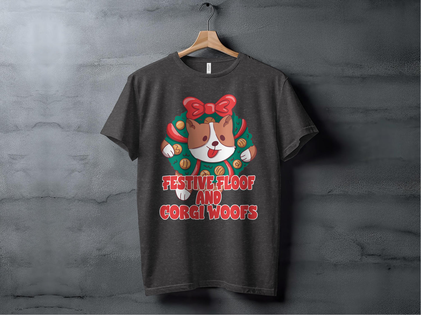 Festive Floof and Corgi Woofs Cute Graphic T-Shirt product