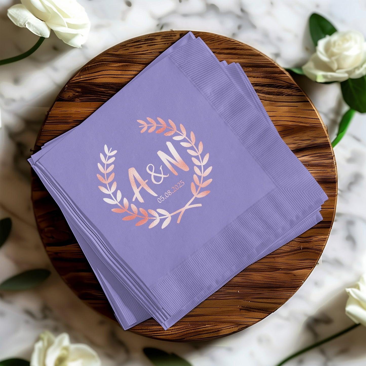 Personalized Leaf Design Initials Napkin product
