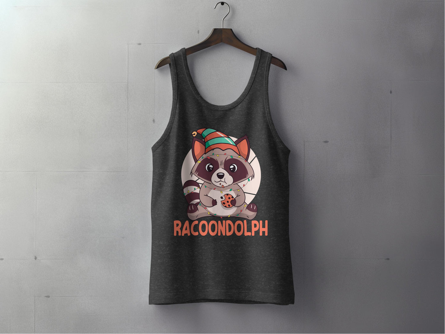 Racoon Graphic Tank Top with Holiday Theme product type