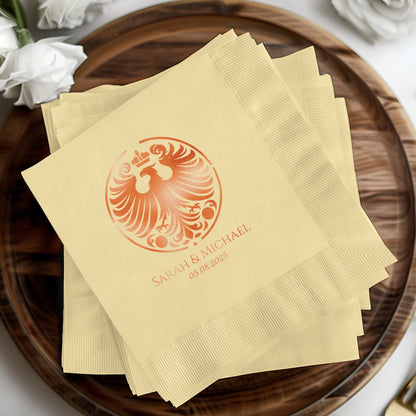 Personalized Wedding Date and Crest Napkin product