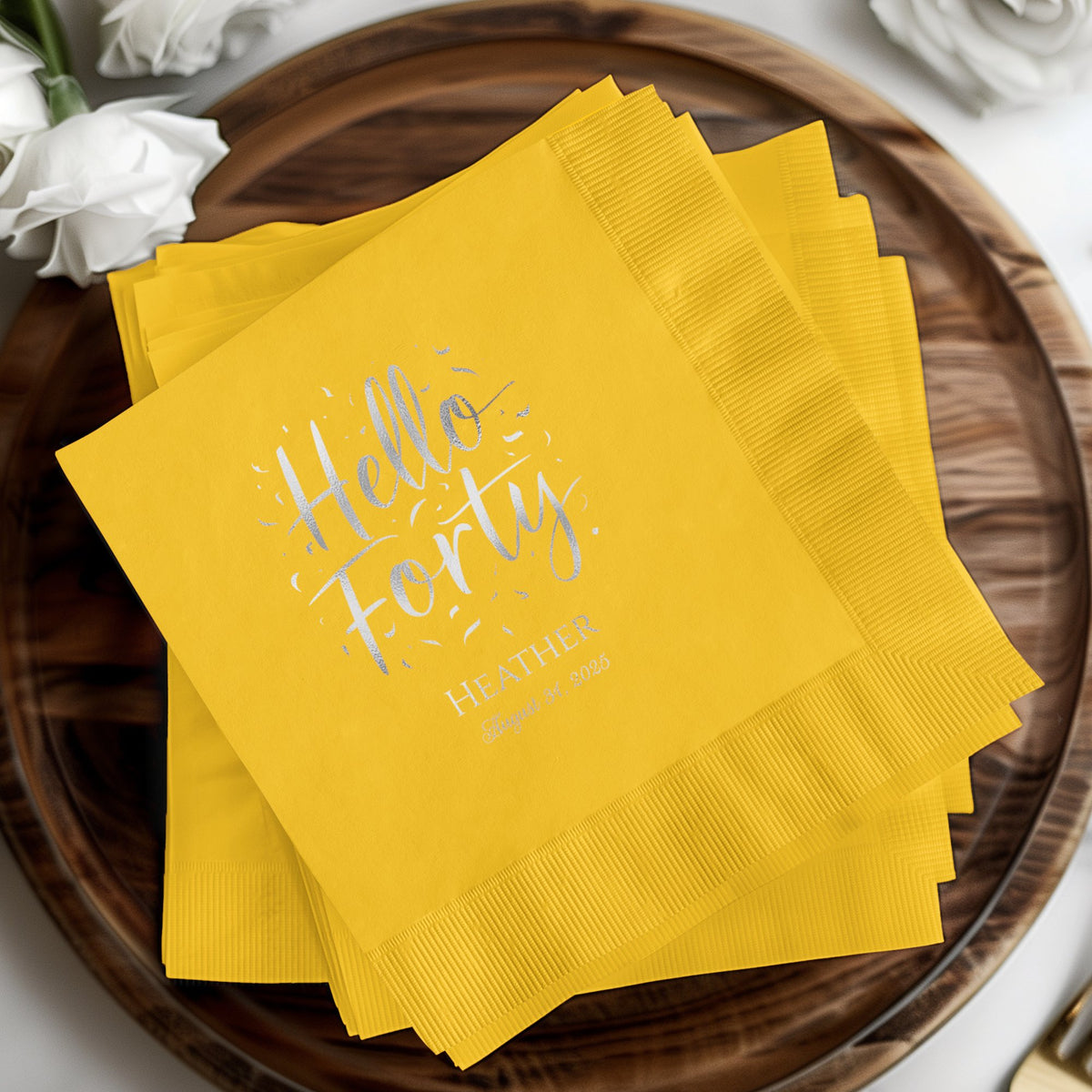 Bright Yellow Hello Forty Heather Napkin product