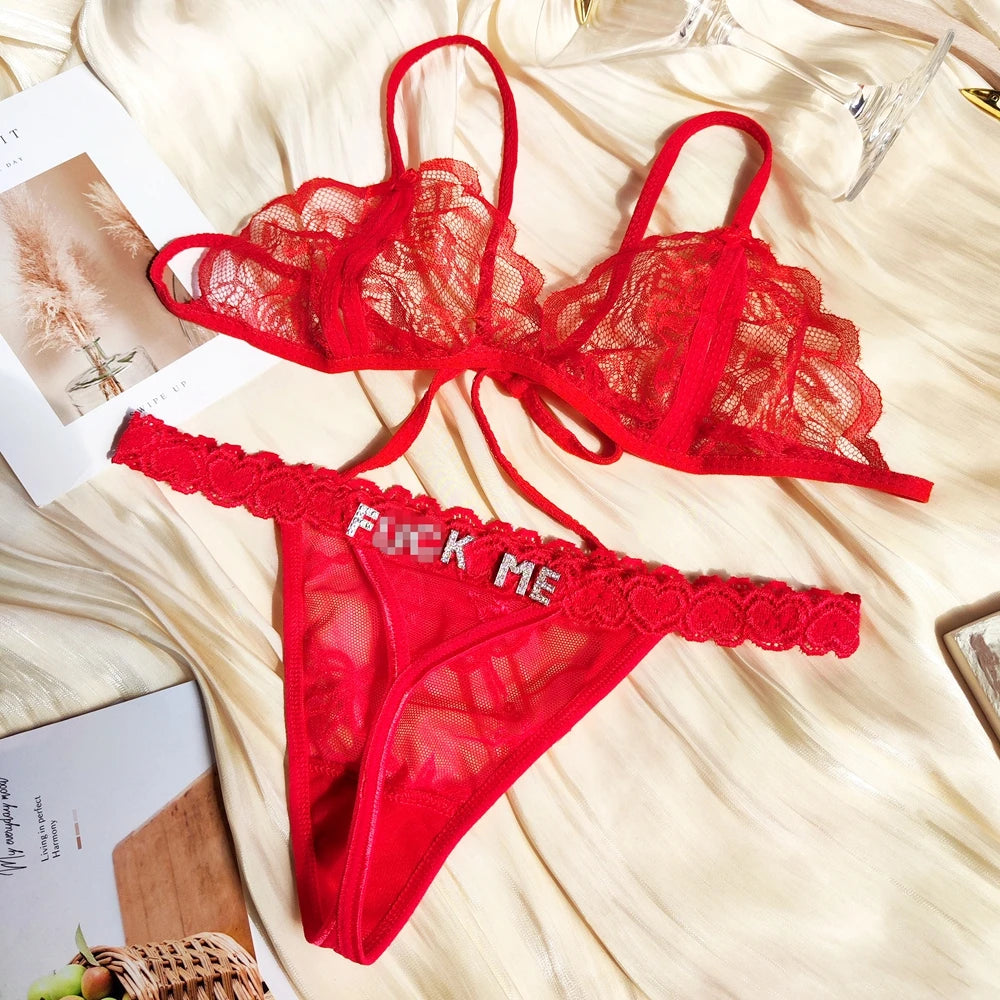 Individuelles BH-Set mit Strass-Buchstaben-String