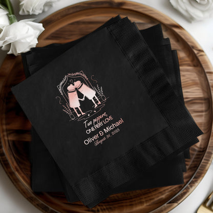 Personalized Two Peppers One Heart Wedding Napkin product type