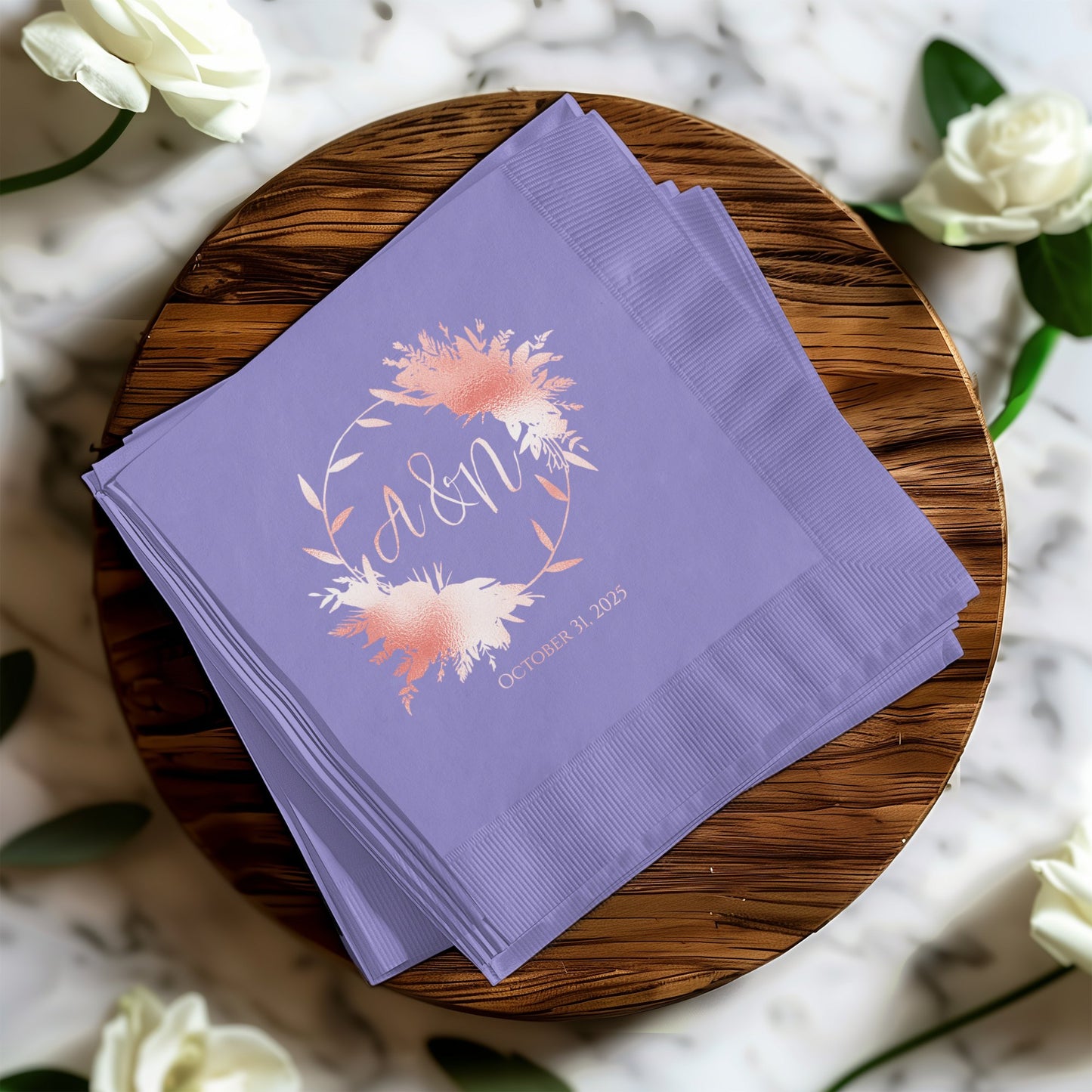 Personalized Floral Design Wedding Napkins product
