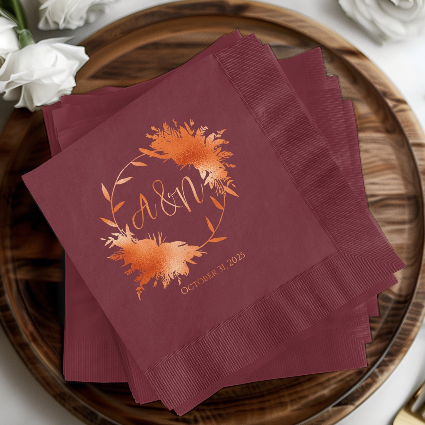 Personalized Floral Design Napkins for Special Events product