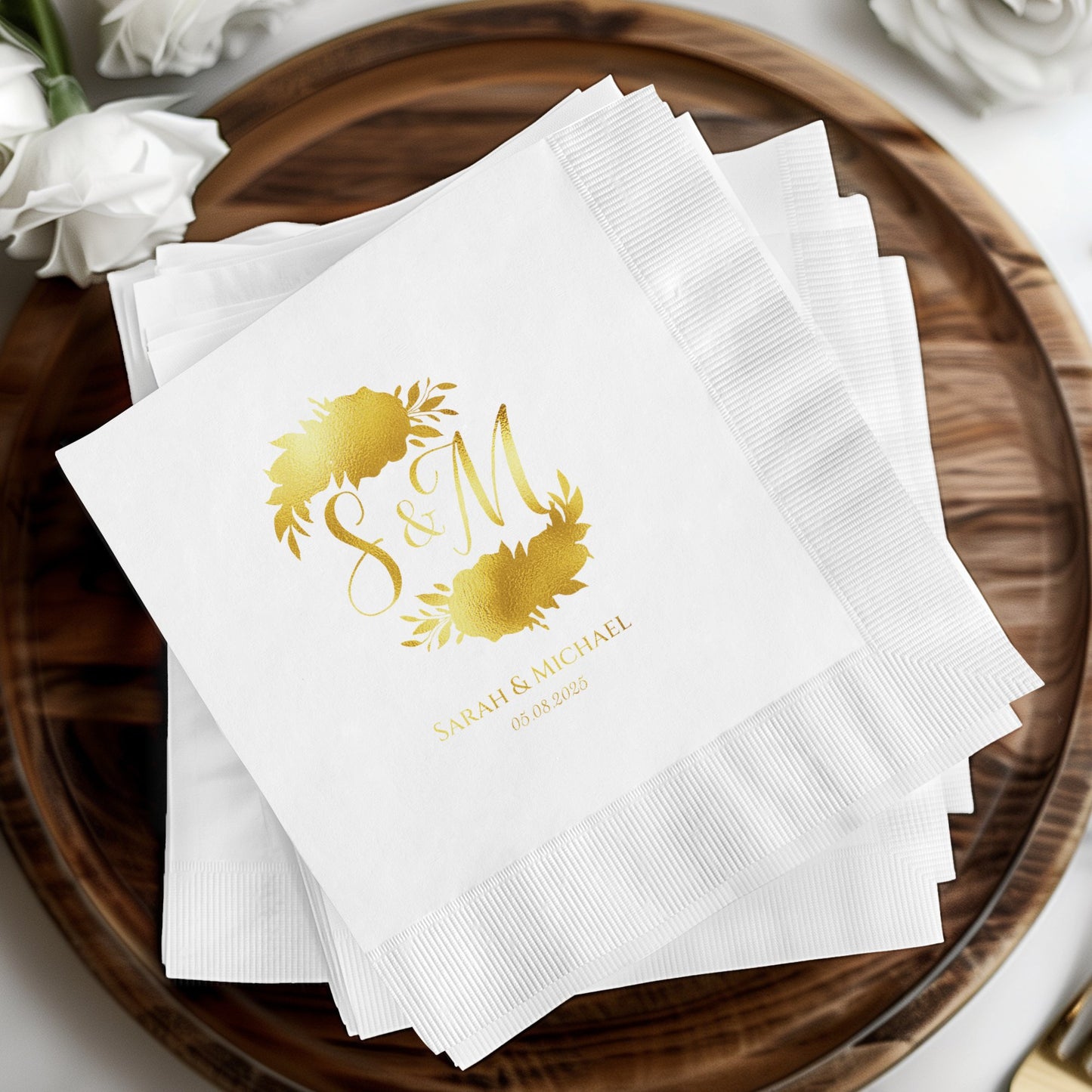 Personalized Gold Initials Wedding Napkins product