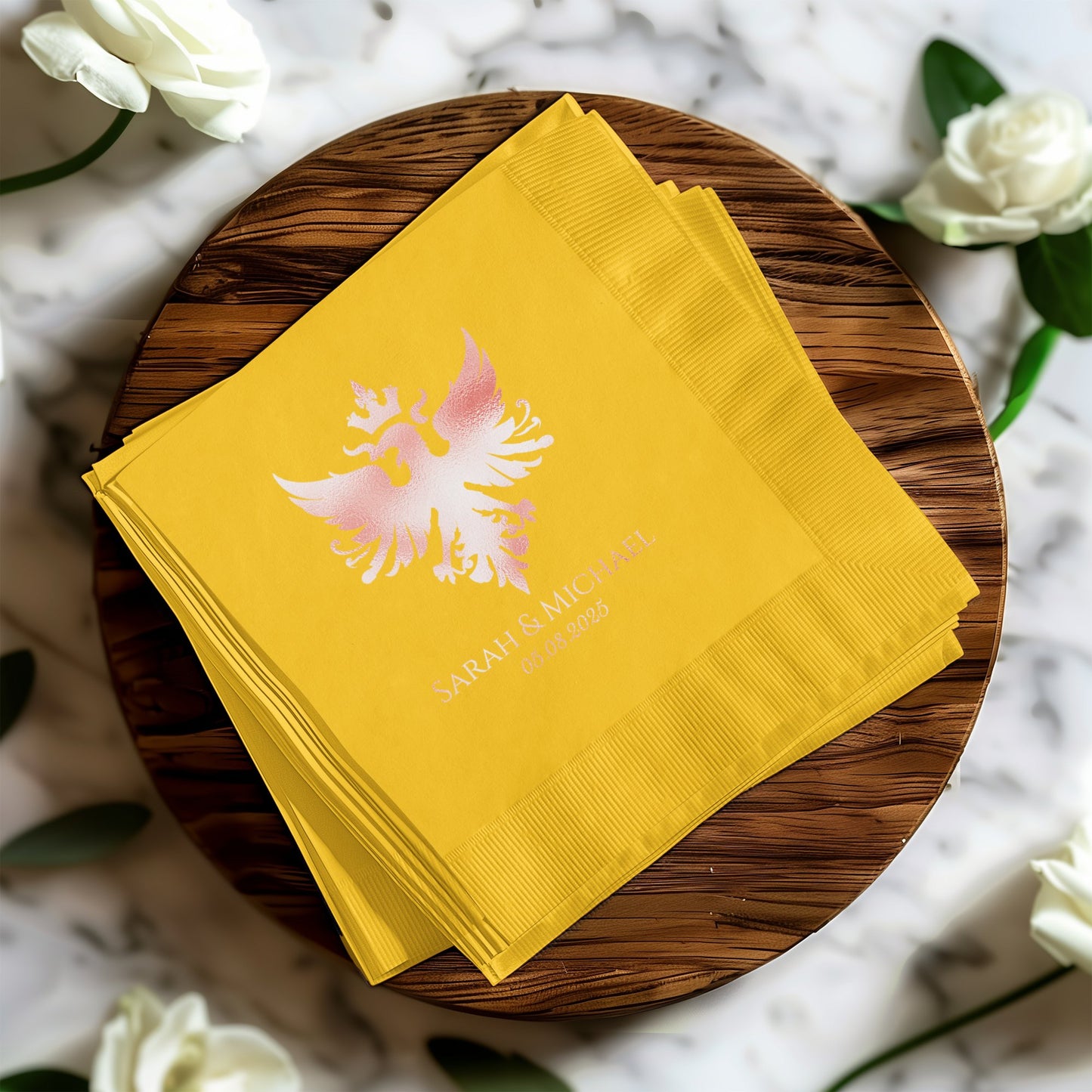 Personalized Yellow Wedding Napkin product