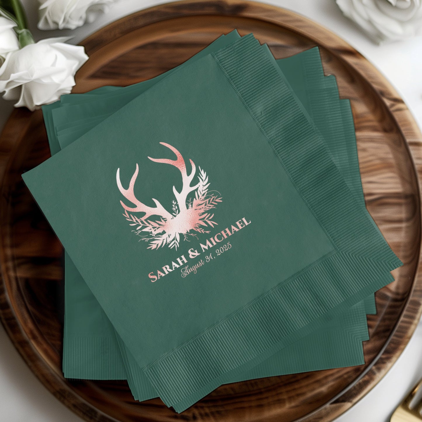 Personalized Antler Design Wedding Napkin Product