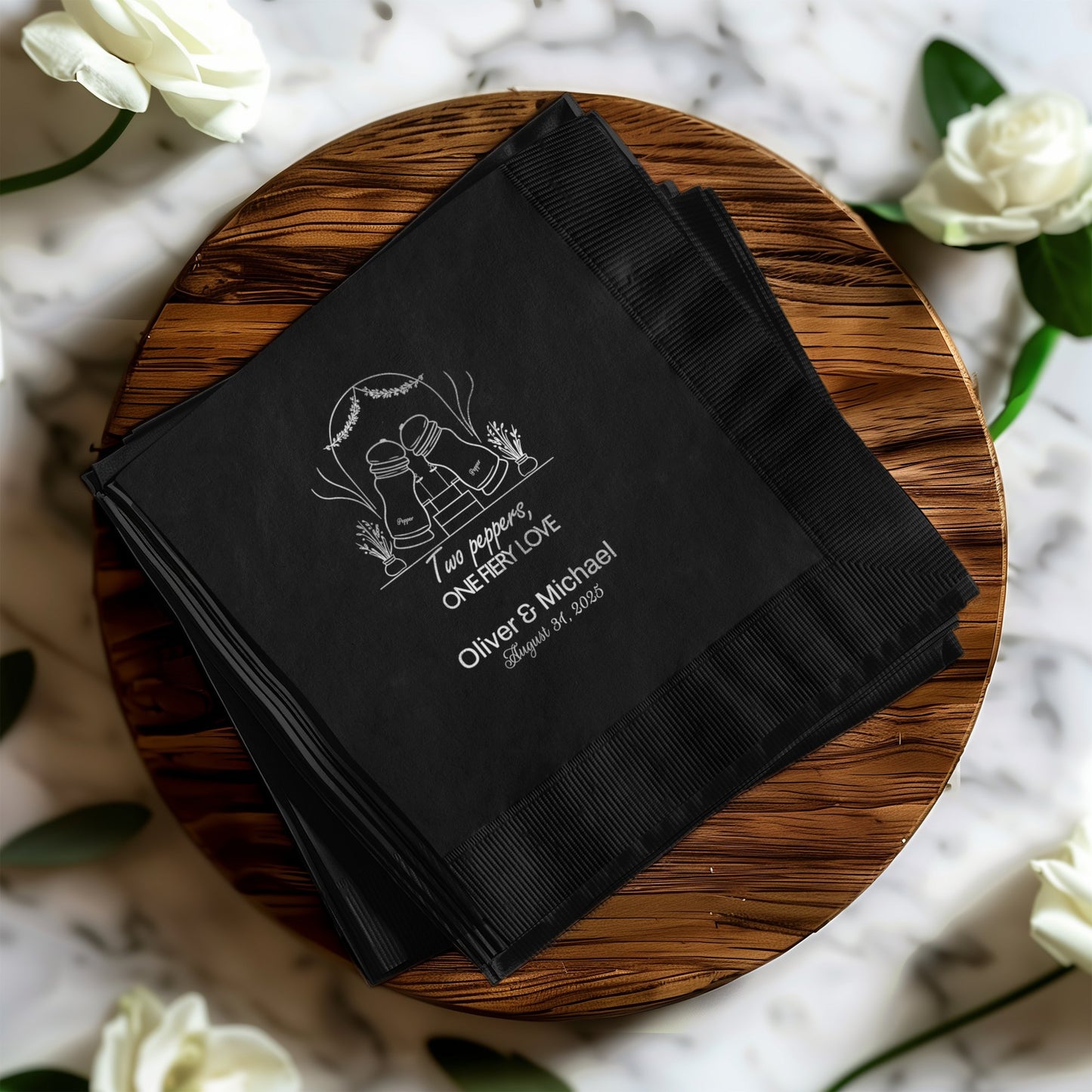 Two Peppers One In Love Custom Wedding Napkin product