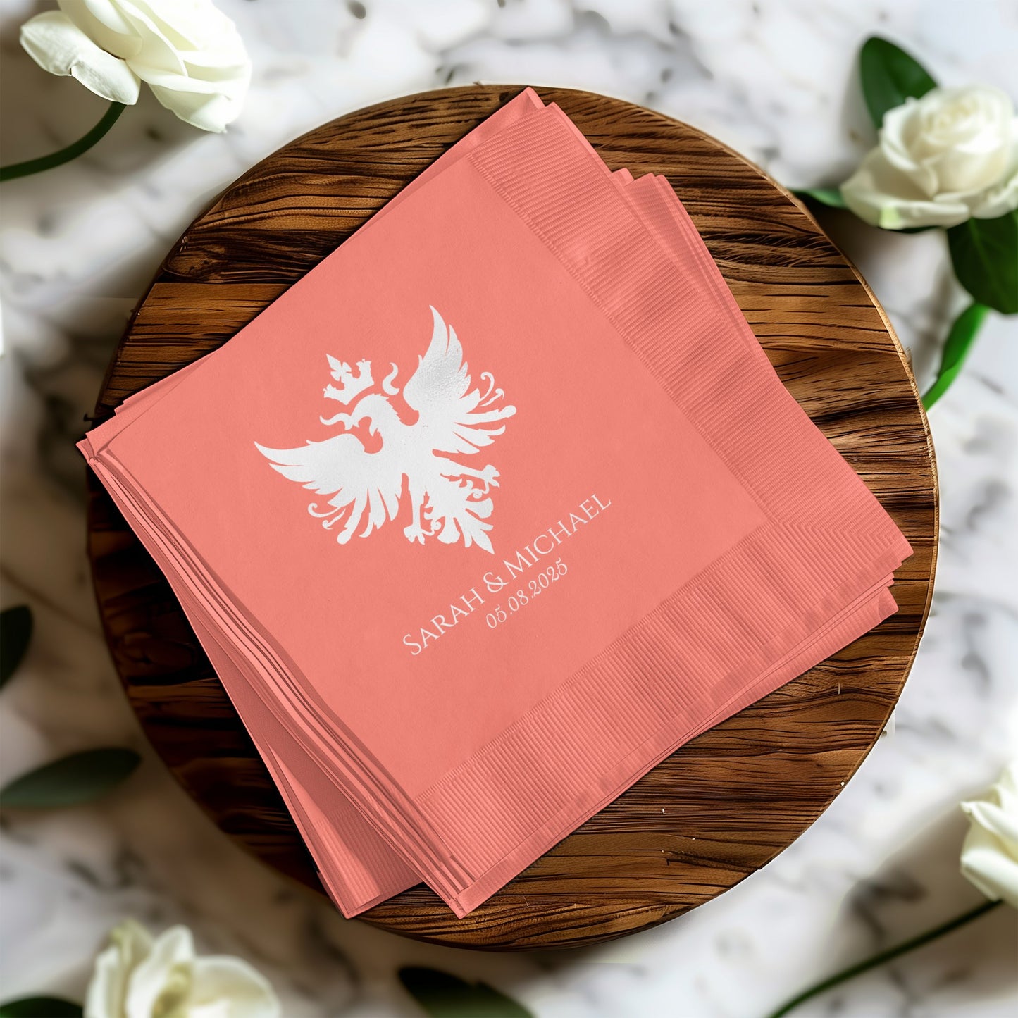 Personalized Wedding Date Eagle Design Napkin product