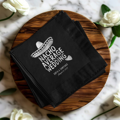 Nacho Average Wedding Custom Black Napkins product