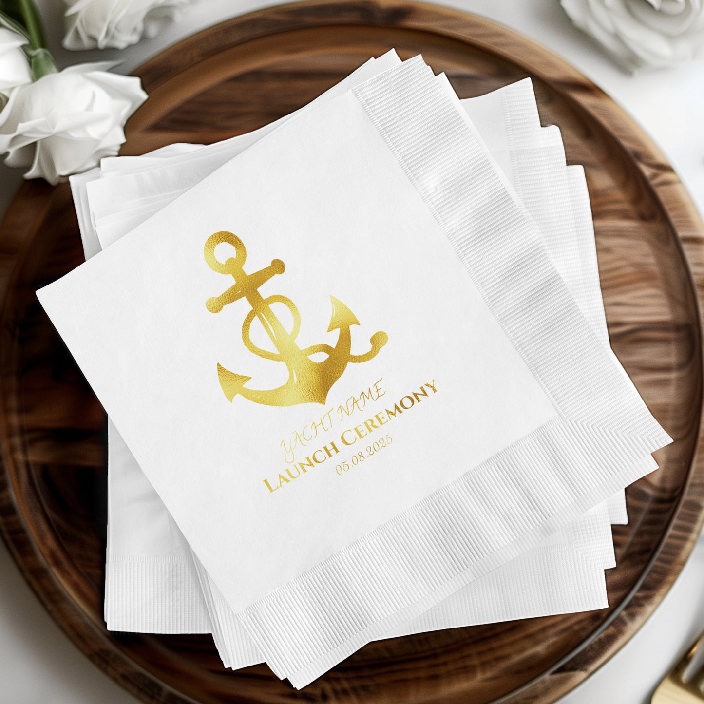 Elegant Yacht Launch Ceremony Customized Napkin product