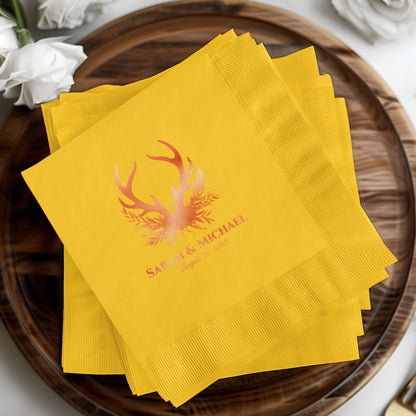 Personalized Deer Design Yellow Paper Napkins product