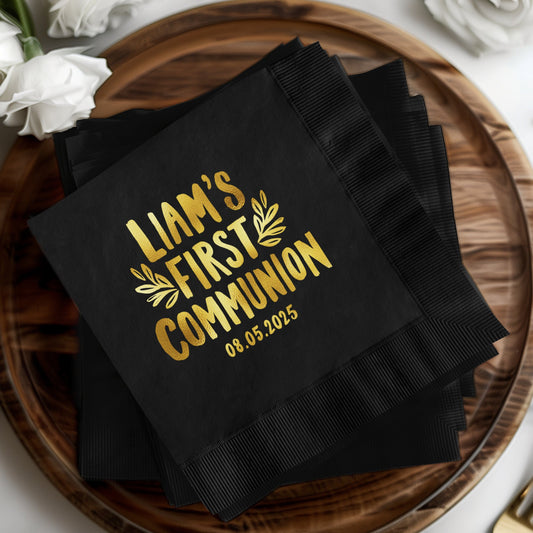 Gold Design Liam's First Communion Event Napkins product type