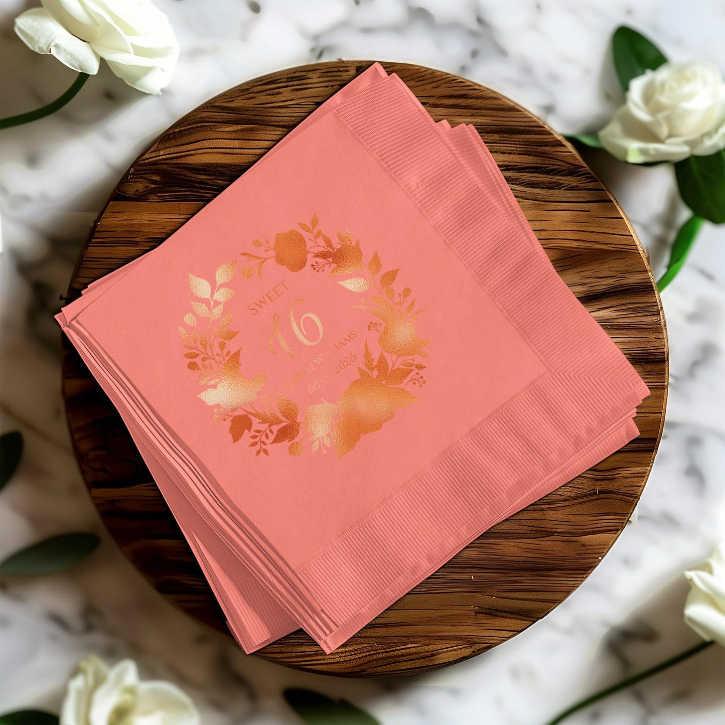 Elegant Floral Sweet 16 Birthday Party Napkins product