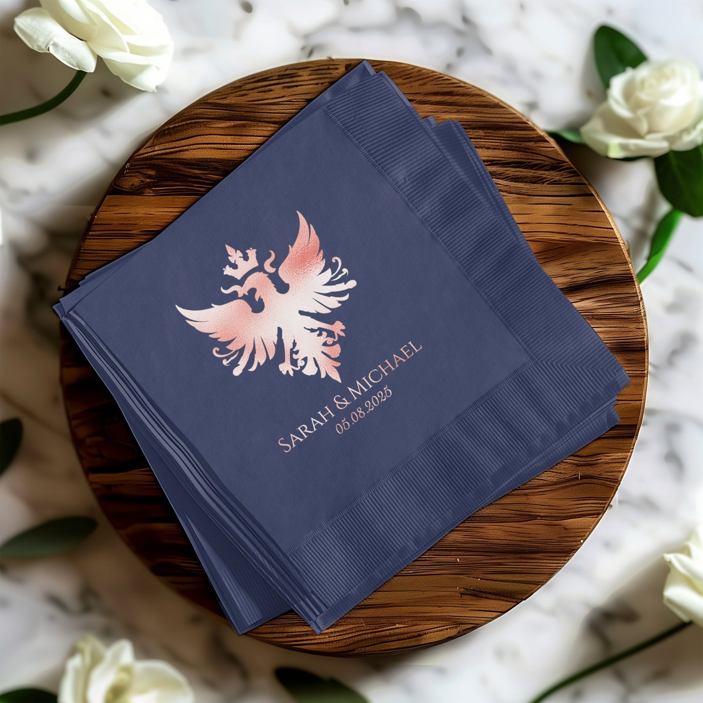 Elegant Custom Date and Names Design Napkin product