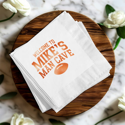 Welcome To Mike's Man Cave Football Napkins product type