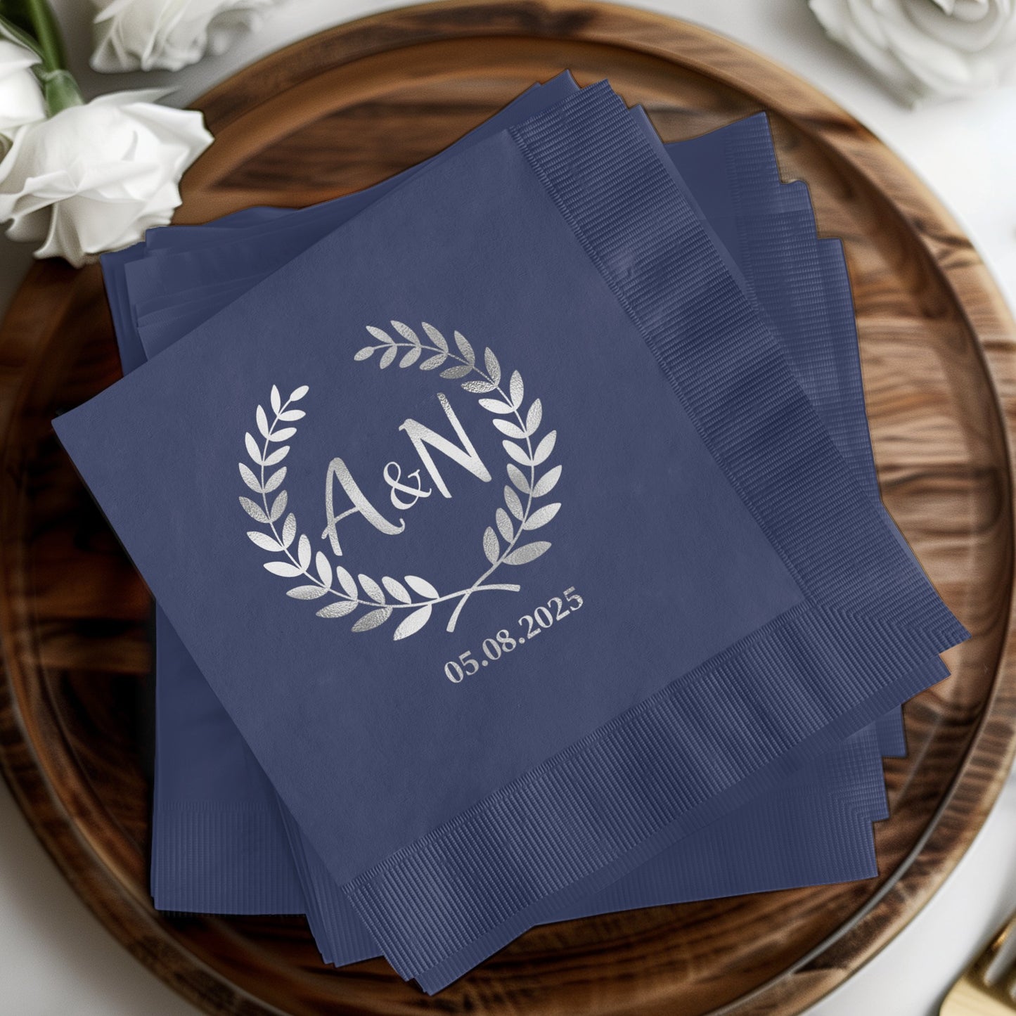A&N Custom Monogrammed Wedding Date Napkin product