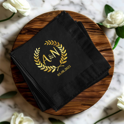 Elegant Black A&N Gold Laurel Event Napkins product