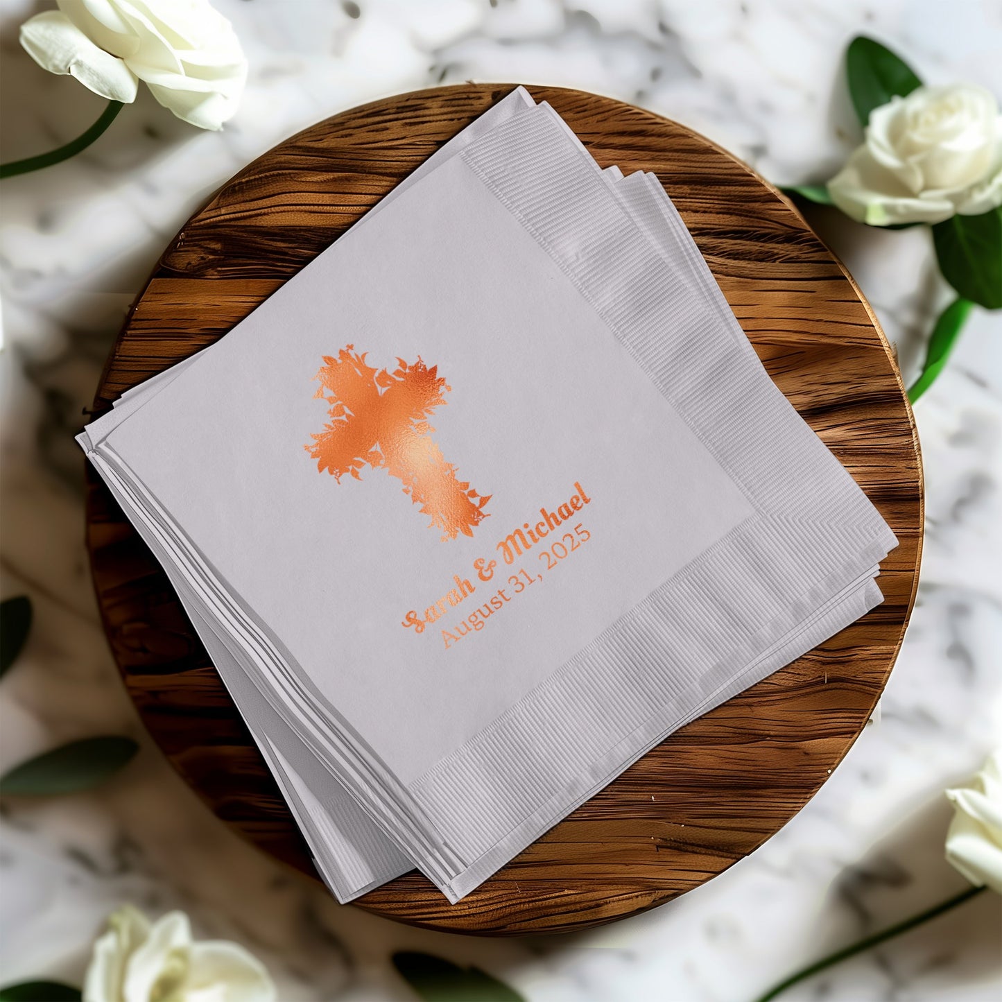 Personalized Cross Design Wedding Napkins product