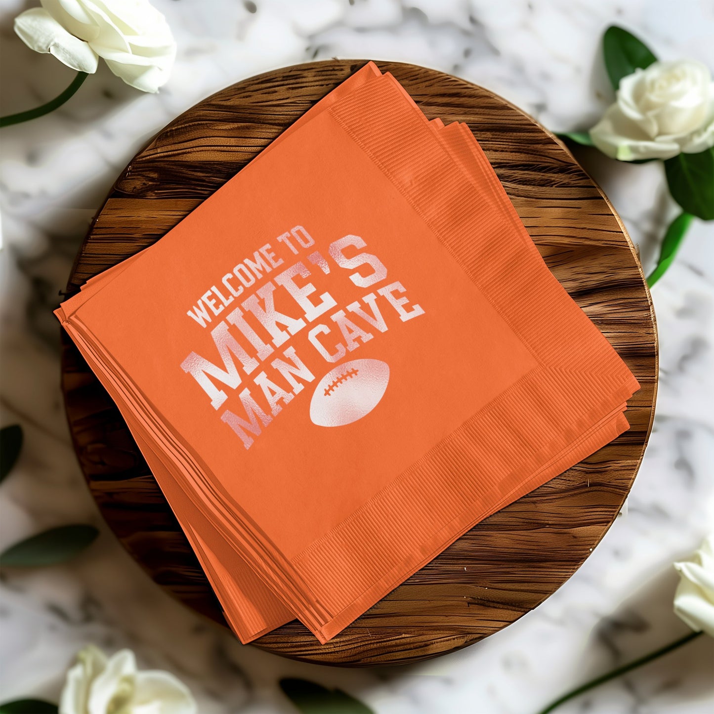 Welcome To Mike's Man Cave Orange Napkins product