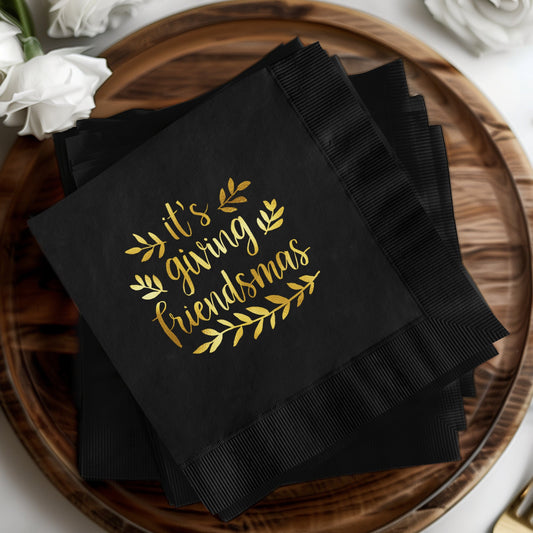 It's Giving Friendsmas Black Paper Napkins product