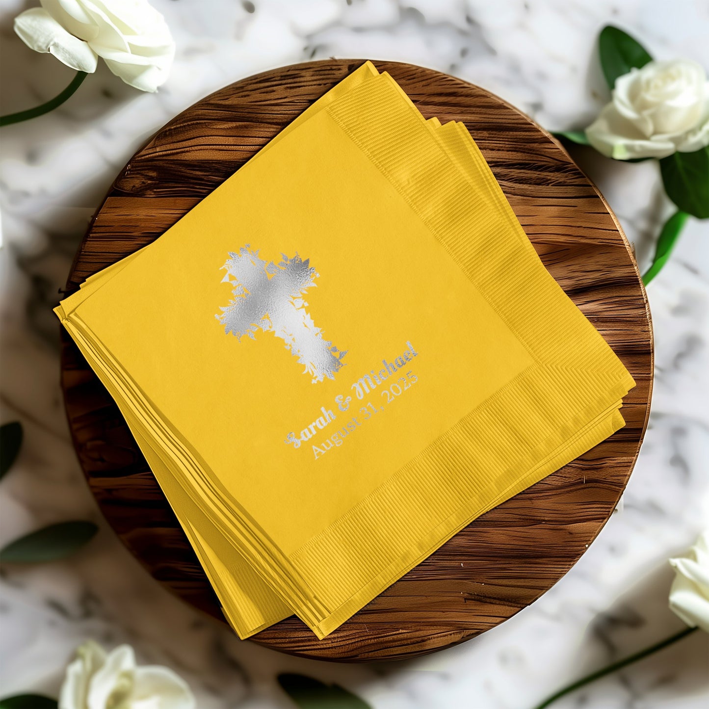 Custom Cross Religious Event Yellow Napkin product type