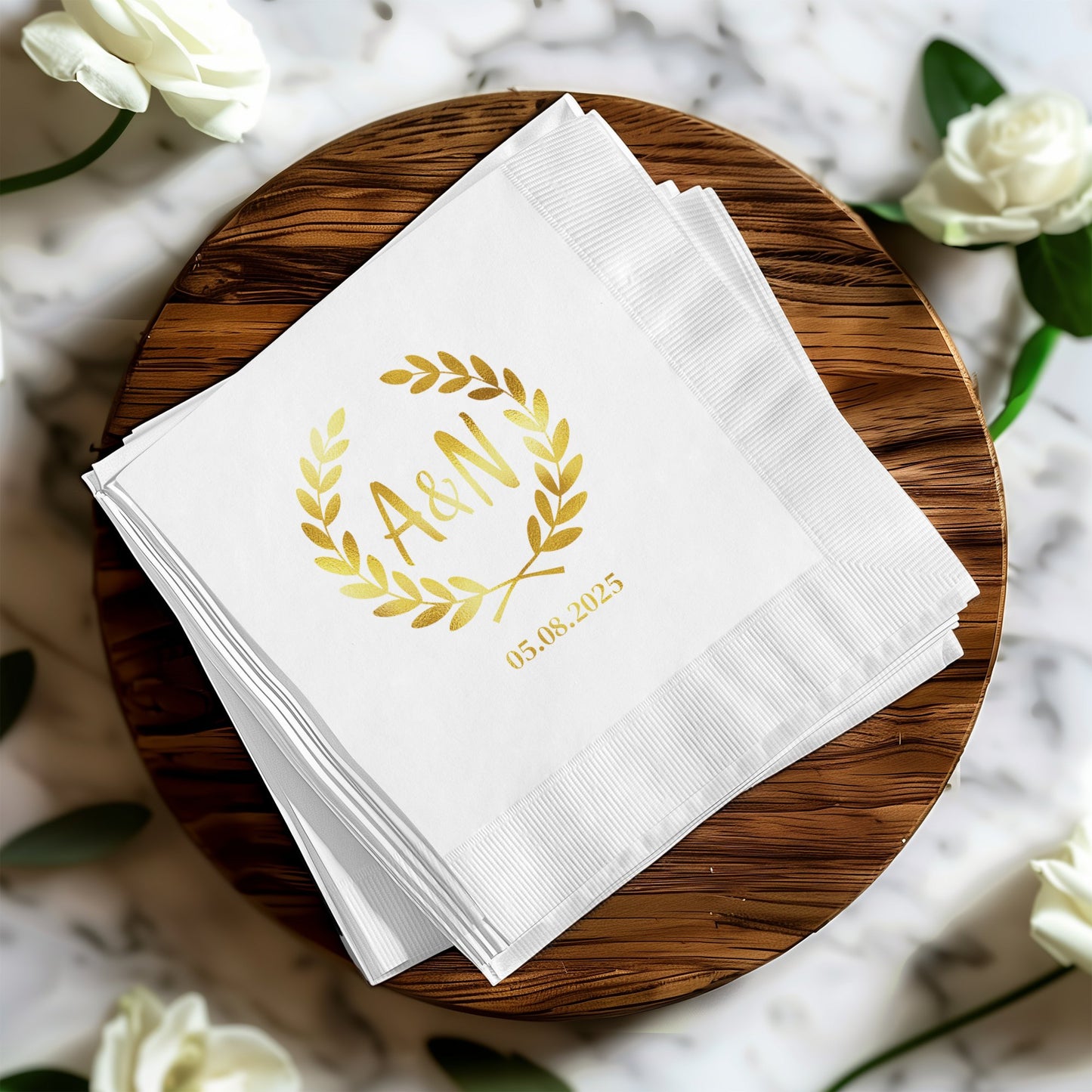 Elegant Custom Monogram White Napkin product type