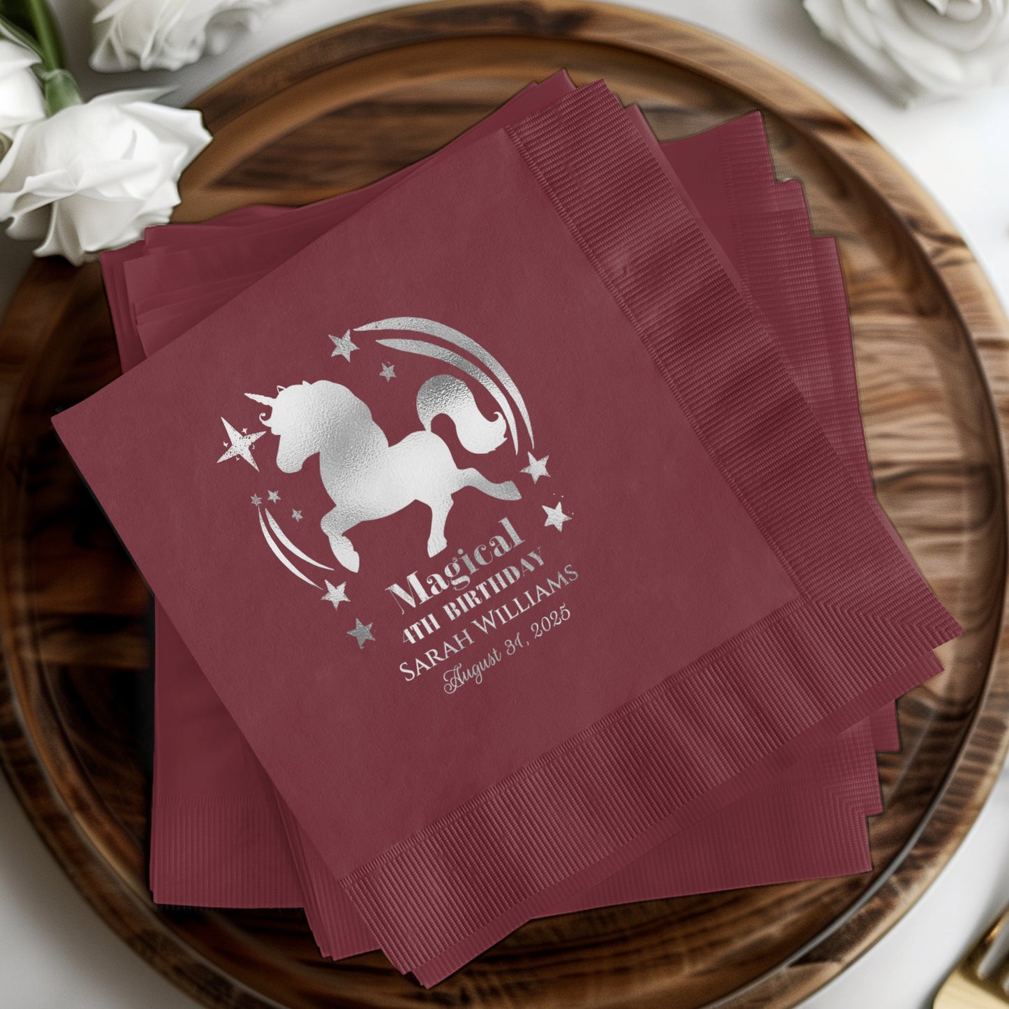 Personalized Unicorn Theme Birthday Party Napkins product type