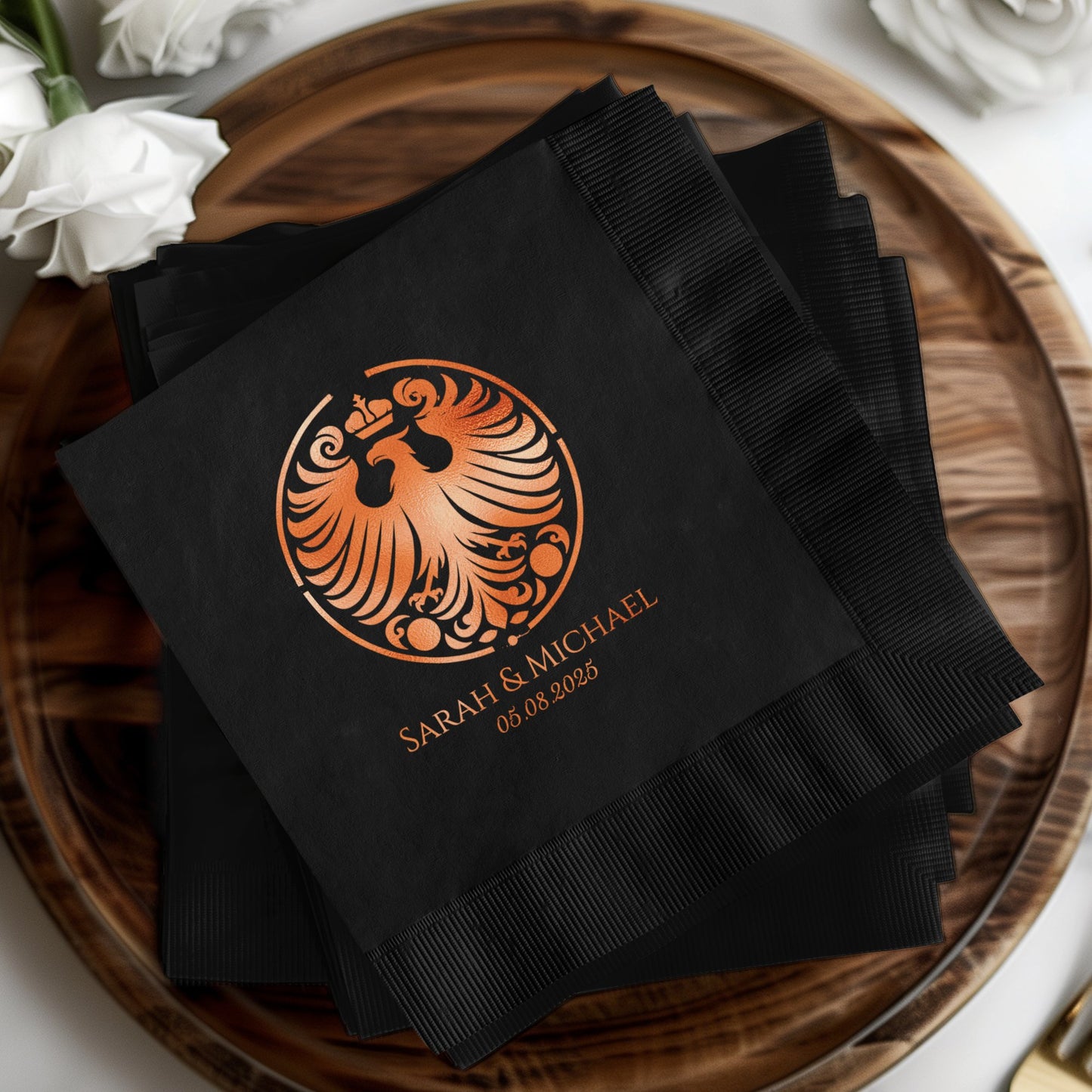 Customized Black Wedding Napkins Product