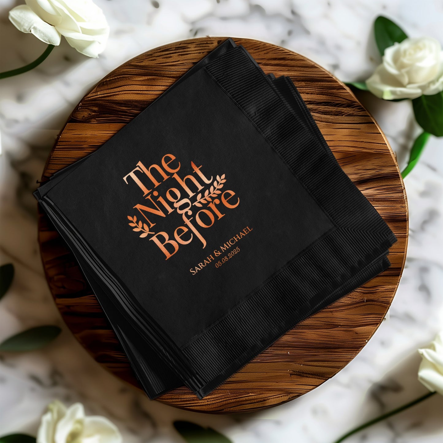 The Night Before Personalized Black Napkin product type