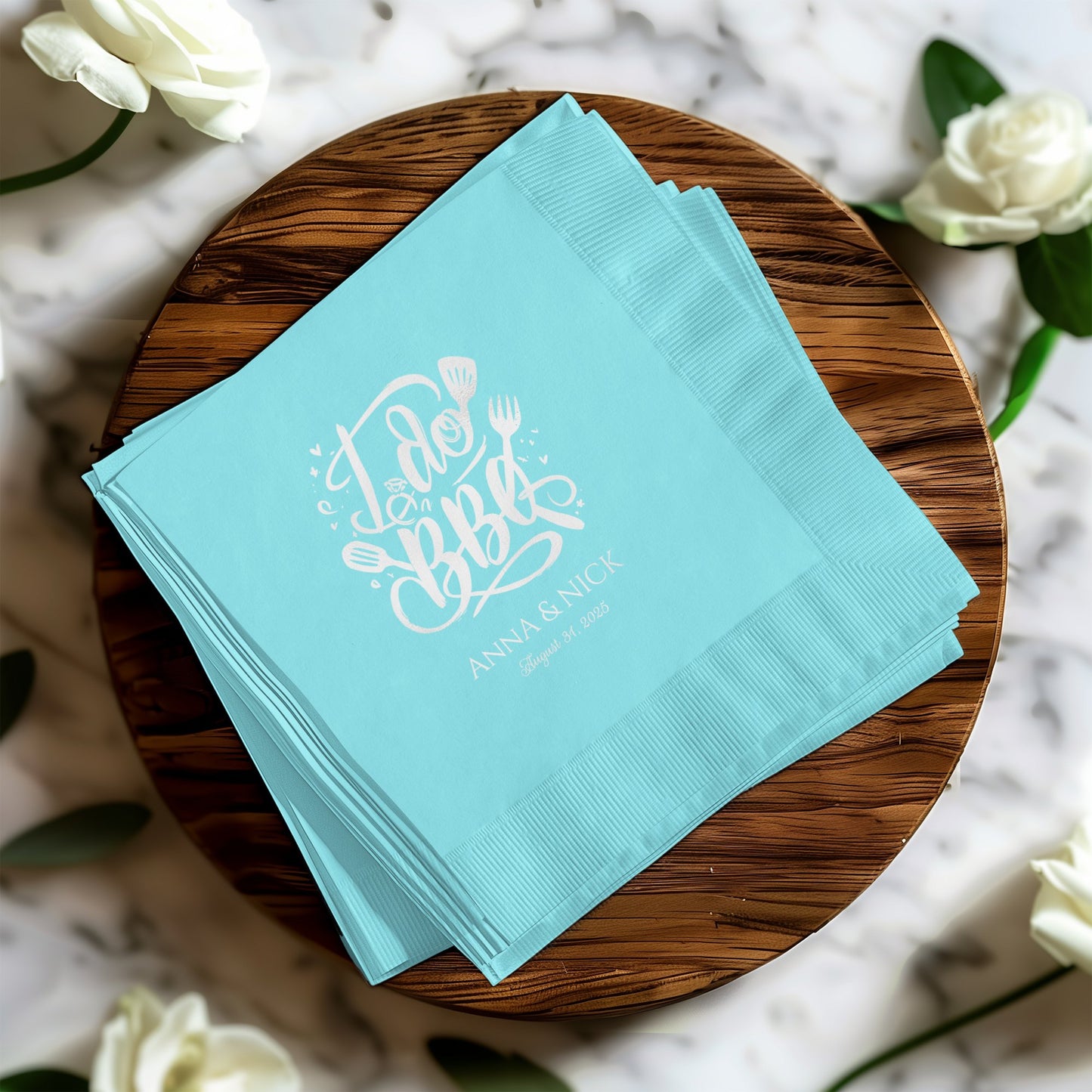 Elegant Custom Teal I Do BBQ Wedding Event Napkins product