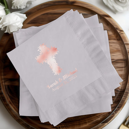 Personalized Cross Wedding Napkin Product