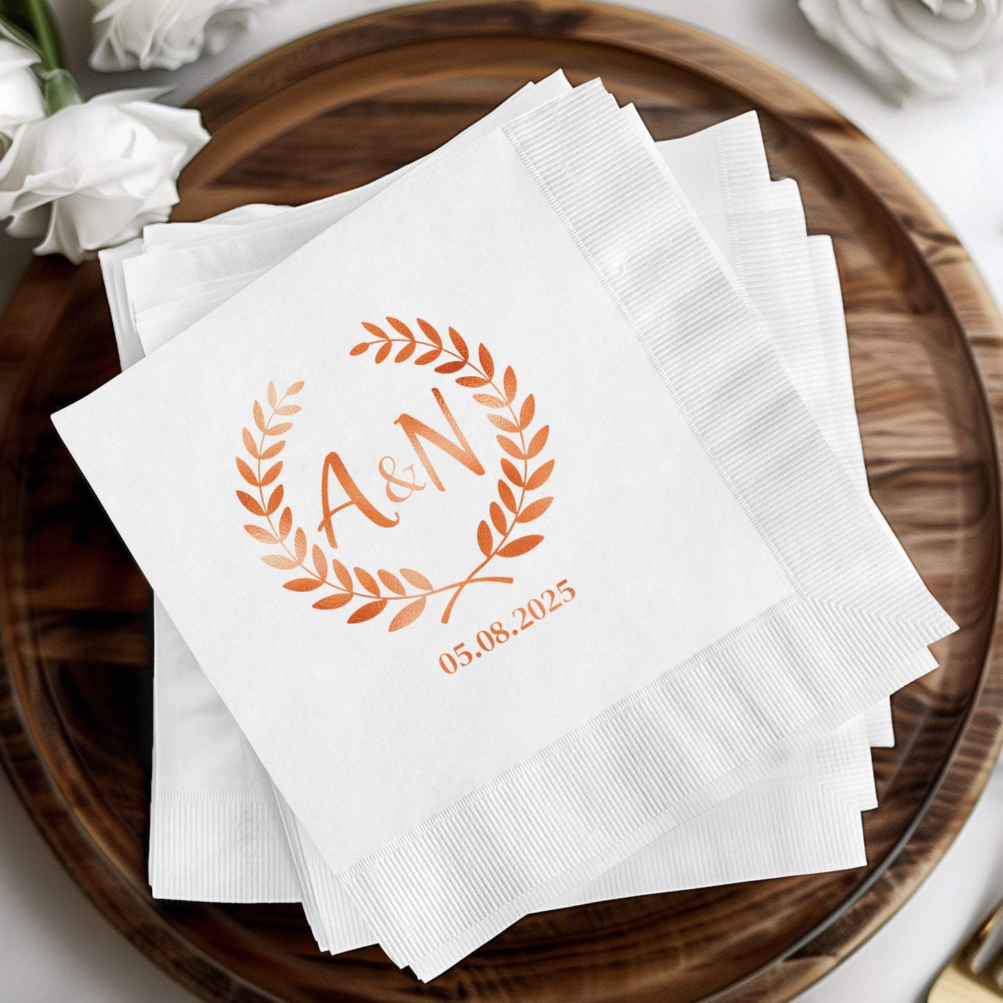 Personalized Wedding Date Initials Napkin product