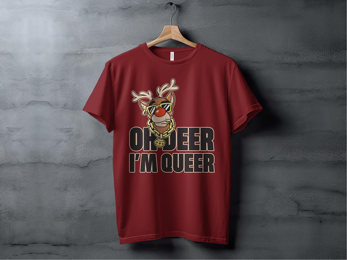 Oh Deer I'm Queer Funny Christmas T-Shirt product type