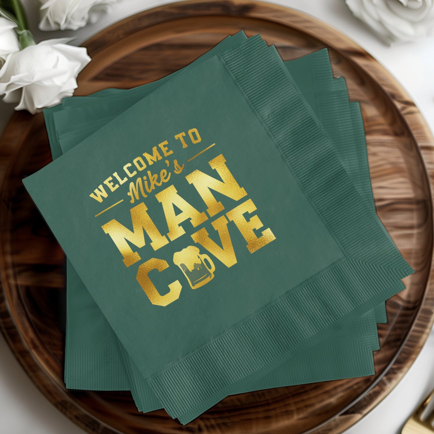 Welcome to Mike's Man Cave Green Napkins product