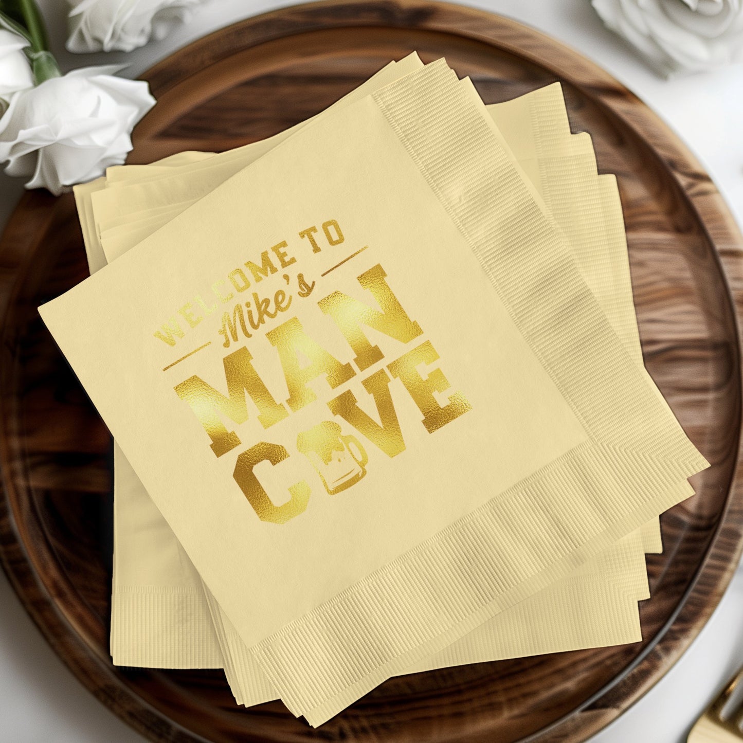 Welcome to Mike's Man Cave Personalized Napkin product